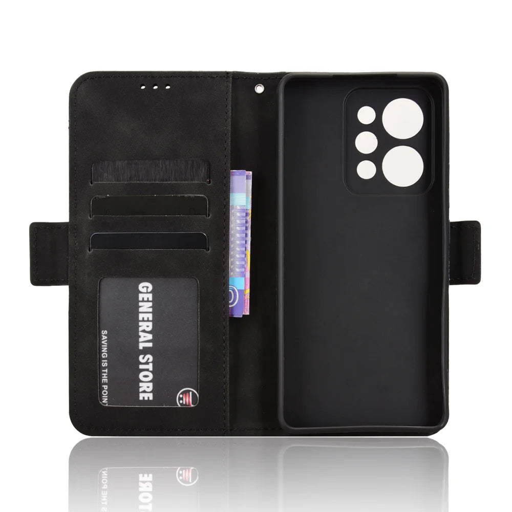 For Realme P4 Power 5G Leather Case Phone Wallet Cover with Multiple Card Slots - Black - 4