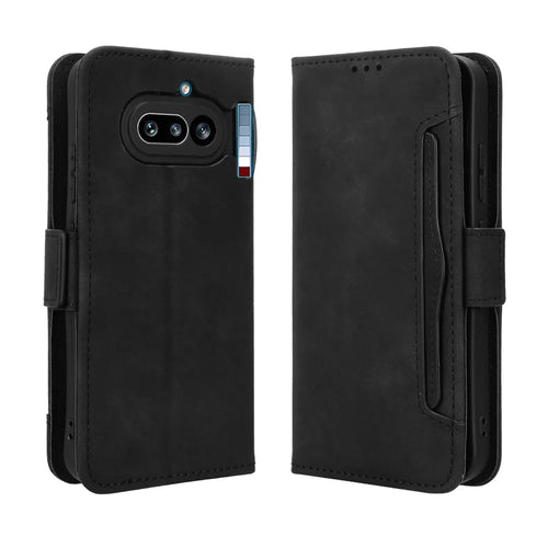 For Nothing Phone (4a) Leather Case Phone Wallet Cover with Multiple Card Slots - Black - 1