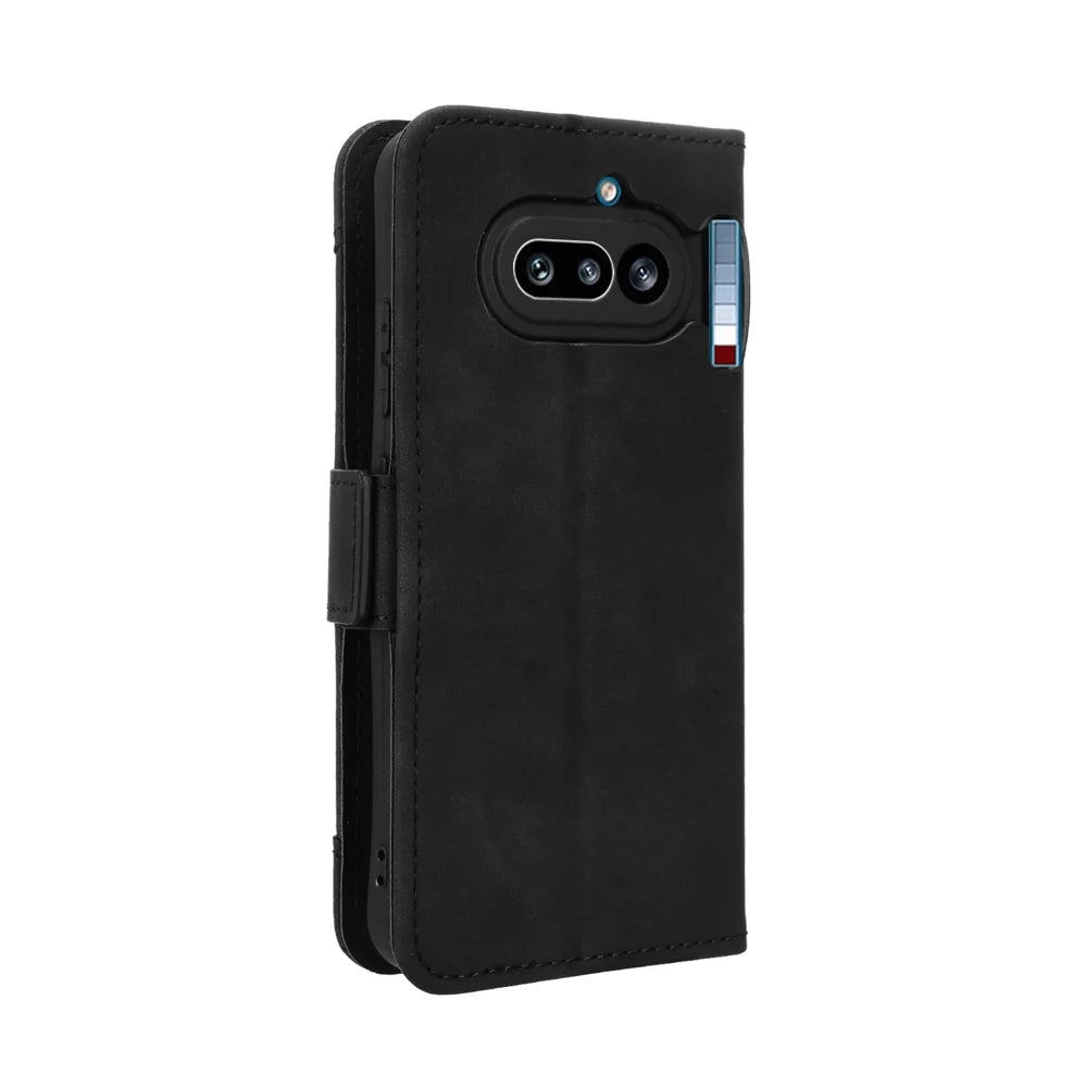 For Nothing Phone (4a) Leather Case Phone Wallet Cover with Multiple Card Slots - Black - 7