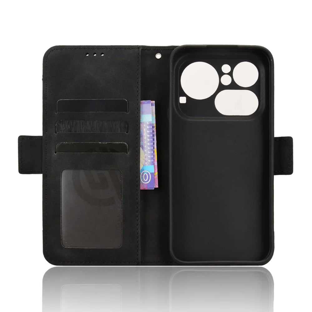 For Nothing Phone (4a) Pro Leather Case Phone Wallet Cover with Multiple Card Slots - Black - 4