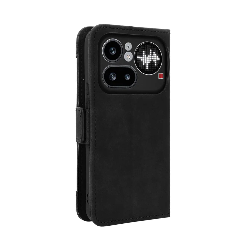 For Nothing Phone (4a) Pro Leather Case Phone Wallet Cover with Multiple Card Slots - Black - 7