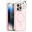NORTHJO 5 in 1 Set for iPhone 14 Pro Max Magnetic Case Translucent Matte Shockproof Phone Cover with 2Pcs Front Screen Protector + 2Pcs Lens Film - Pink - 1