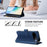 For Google Pixel 11 Pro / Pixel 11 Leather Case 9 Card Slots Zipper Wallet Stand Phone Cover with Wrist Strap - Dark Blue - 4