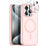 NORTHJO 5 in 1 Set for iPhone 15 Pro Max Magnetic Case Translucent Matte Shockproof Phone Cover with 2Pcs Front Screen Protector + 2Pcs Lens Film - Pink - 1