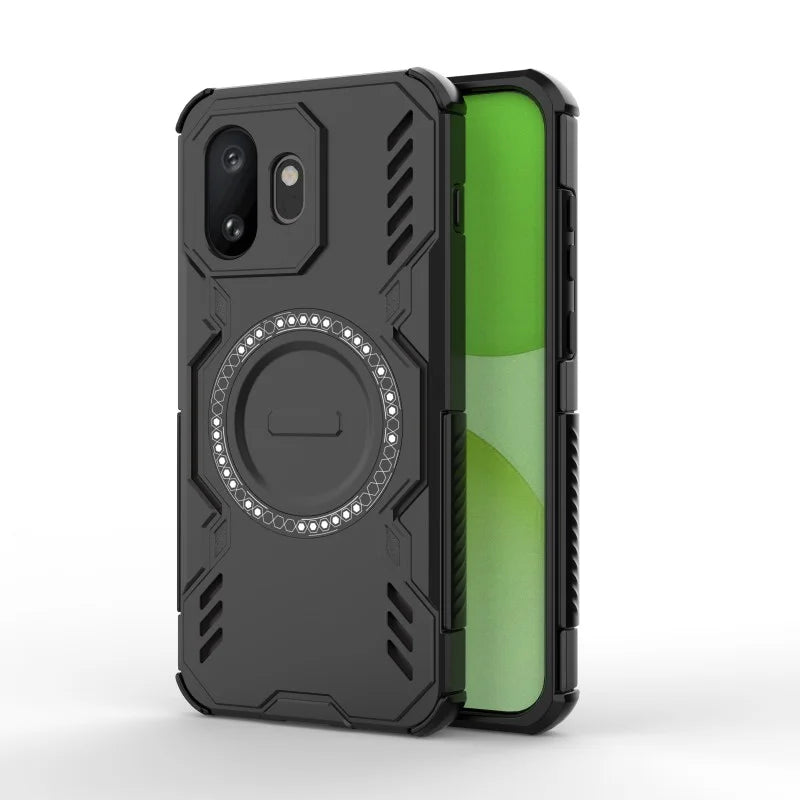 WANLONFENG For OnePlus 15T 5G Magnetic Case DJ Series PC TPU Phone Cover with 2Pcs Tempered Glass Film - Black - 2