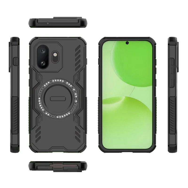 WANLONFENG For OnePlus 15T 5G Magnetic Case DJ Series PC TPU Phone Cover with 2Pcs Tempered Glass Film - Black - 3