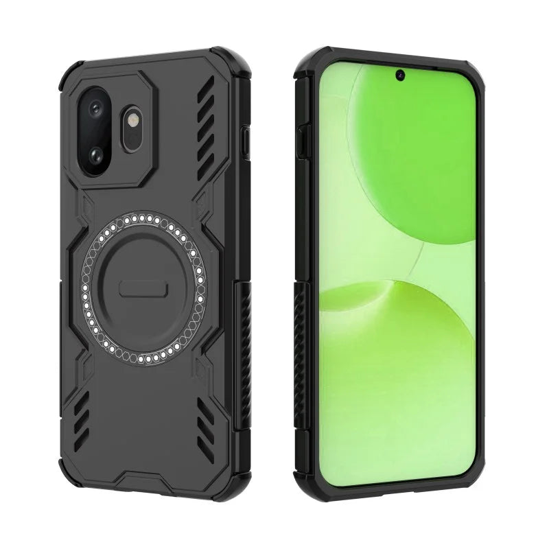 WANLONFENG For OnePlus 15T 5G Magnetic Case DJ Series PC TPU Phone Cover with 2Pcs Tempered Glass Film - Black - 4