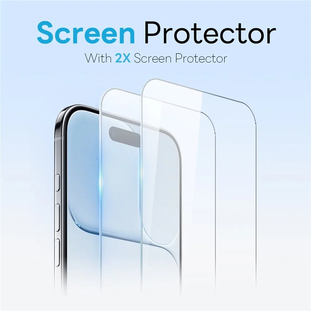 NORTHJO 5 in 1 Set for iPhone Air Magnetic Case Translucent Matte Shockproof Phone Cover with 2Pcs Front Screen Protector + 2Pcs Lens Film - Orange - 3