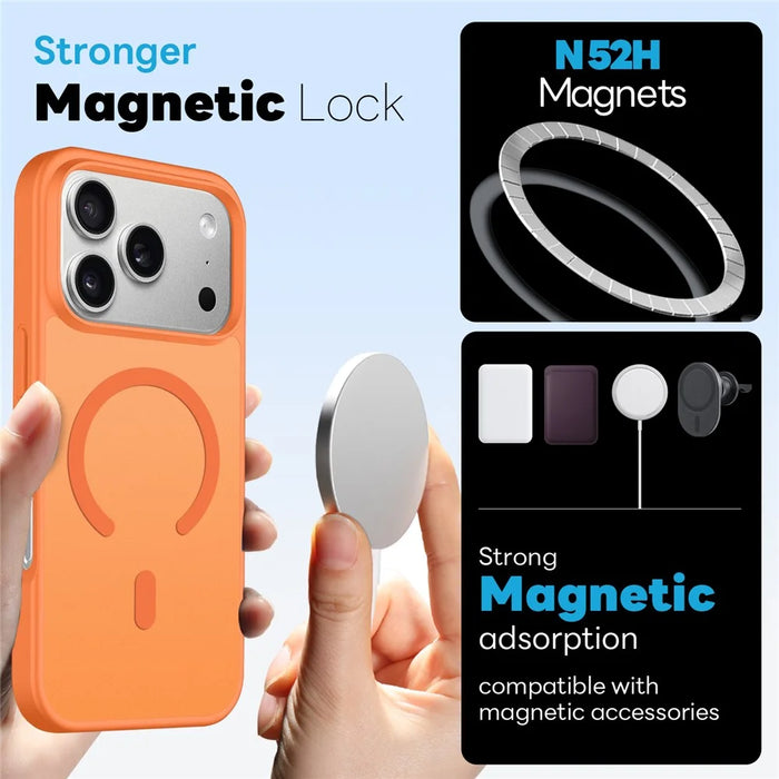 NORTHJO 5 in 1 Set for iPhone 17 Pro Case Compatible with MagSafe TPU+PC Phone Cover with 2Pcs Screen Protector + 2Pcs Lens Film - Orange - 2