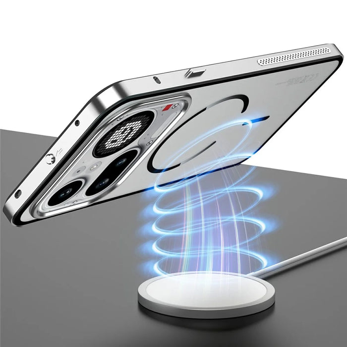 For Nothing Phone (4a) Pro Magnetic Case Aluminium Alloy PC Matte Phone Cover Pop-Up Snap Lock - Silver - 2
