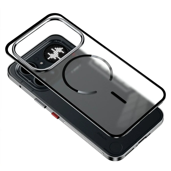 For Nothing Phone (4a) Pro Magnetic Case Aluminium Alloy PC Matte Phone Cover Pop-Up Snap Lock - Silver - 7