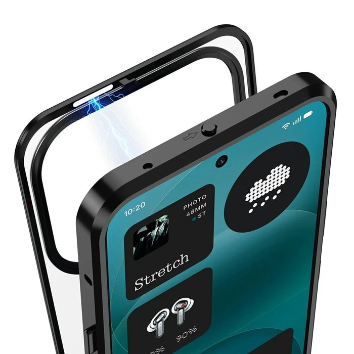 For Nothing Phone (4a) Magnetic Case Aluminium Alloy PC Matte Phone Cover Pop-Up Snap Lock - Silver - 6