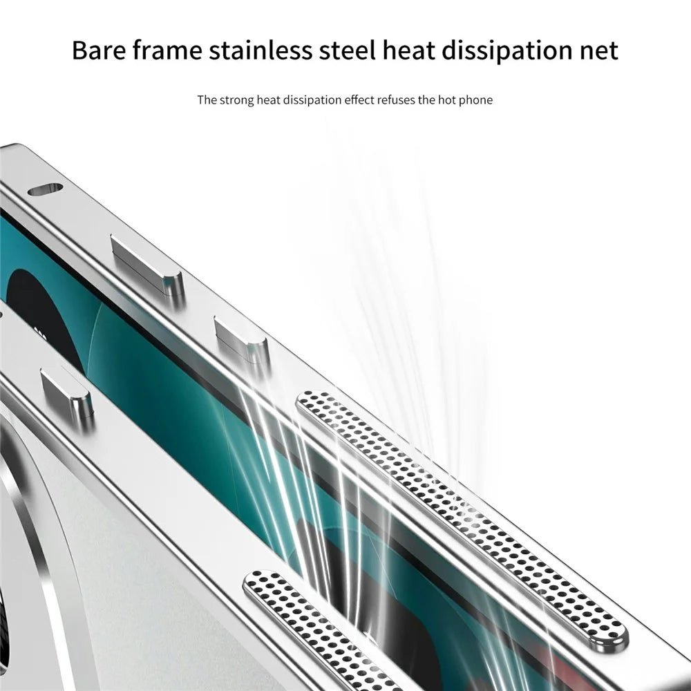 For Nothing Phone (4a) Pro Bumper Cases Metal Frame Heat Dissipation Cover with Lens Protector - Silver - 4