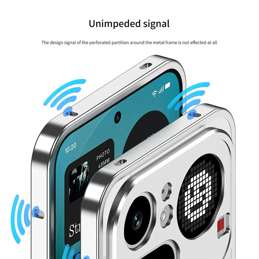 For Nothing Phone (4a) Pro Bumper Cases Metal Frame Heat Dissipation Cover with Lens Protector - Silver - 6