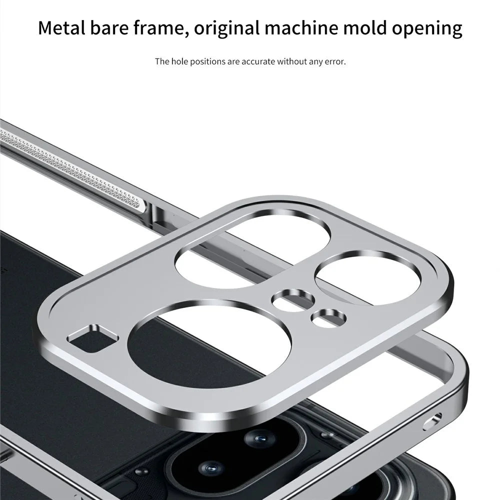 For Nothing Phone (4a) Bumper Cases Metal Frame Heat Dissipation Cover with Lens Protector - Silver - 3