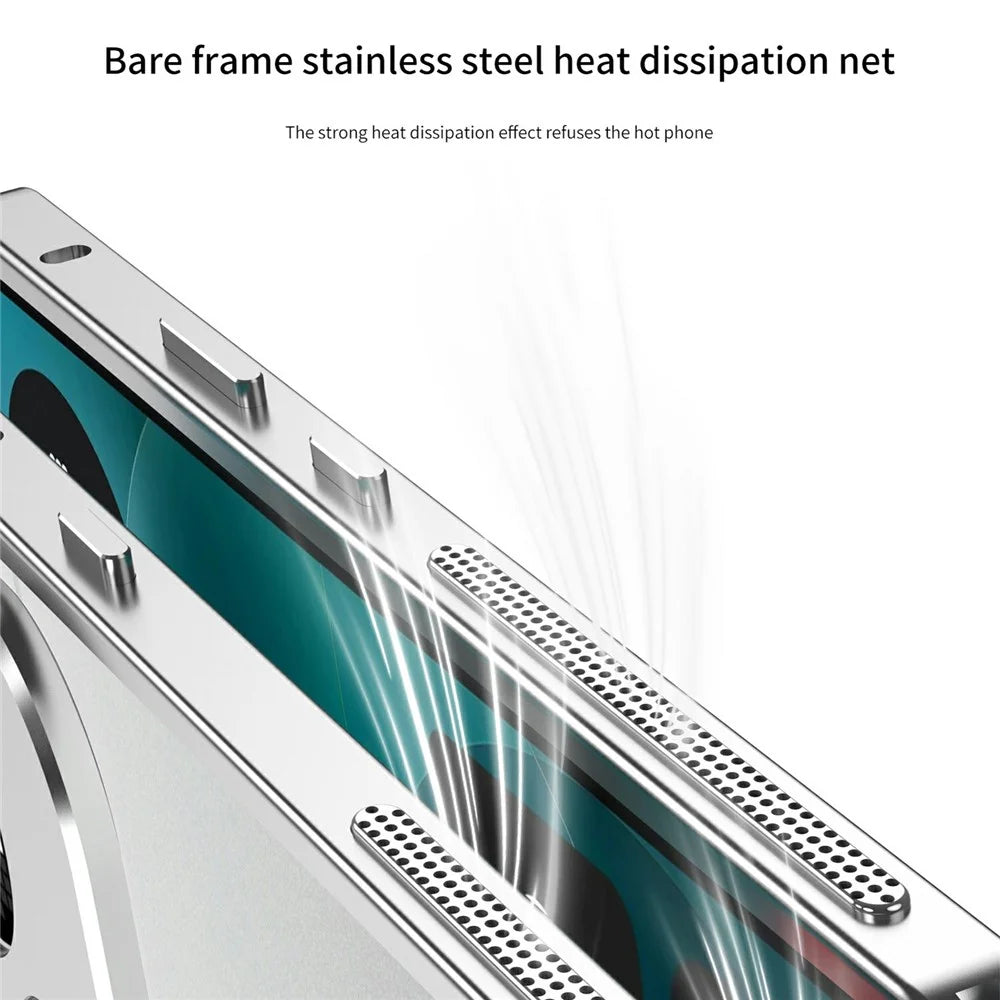 For Nothing Phone (4a) Bumper Cases Metal Frame Heat Dissipation Cover with Lens Protector - Silver - 4