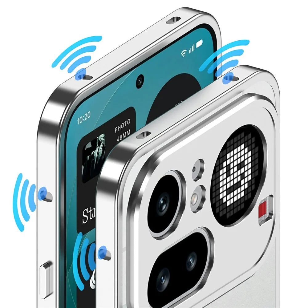 For Nothing Phone (4a) Bumper Cases Metal Frame Heat Dissipation Cover with Lens Protector - Silver - 6