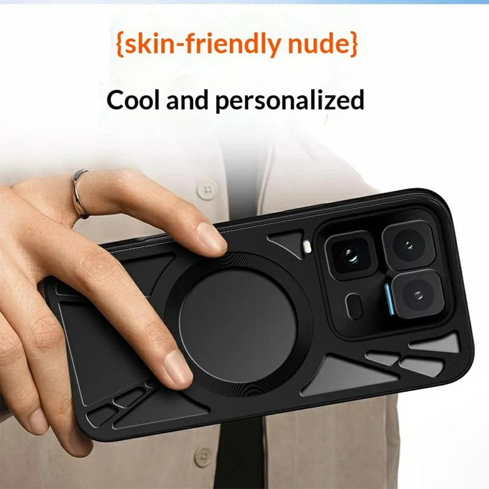 For vivo iQOO 15 Ultra 5G Magnetic Case Hollow Heat Dissipation Silicone + PC + Metal Bumper Phone Cover - Black - 4