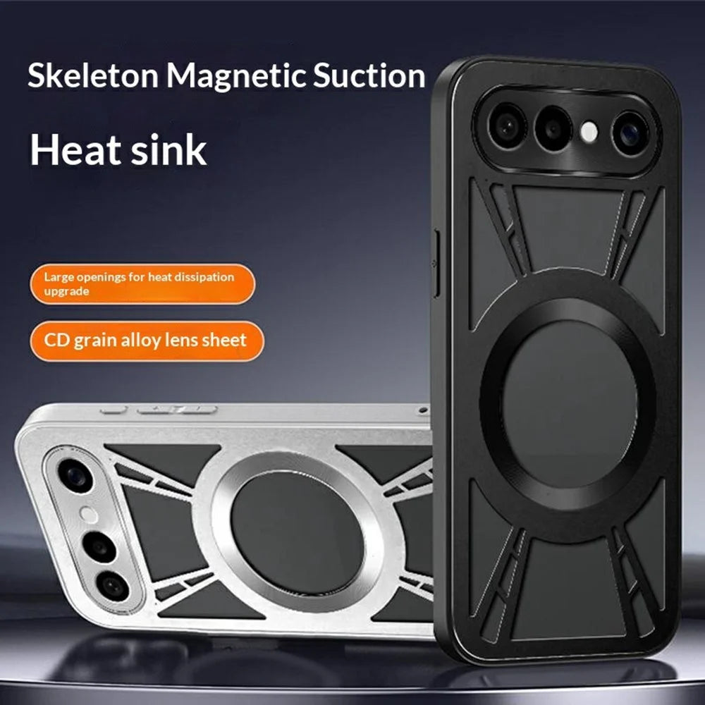 For vivo S50 Pro mini 5G Magnetic Case Hollow Heat Dissipation Silicone + PC + Metal Bumper Phone Cover - Black - 2