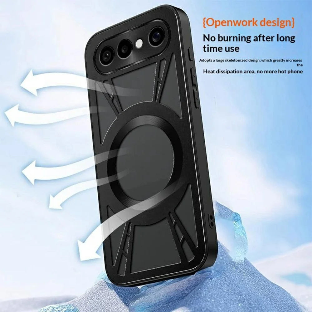 For vivo S50 Pro mini 5G Magnetic Case Hollow Heat Dissipation Silicone + PC + Metal Bumper Phone Cover - Black - 3