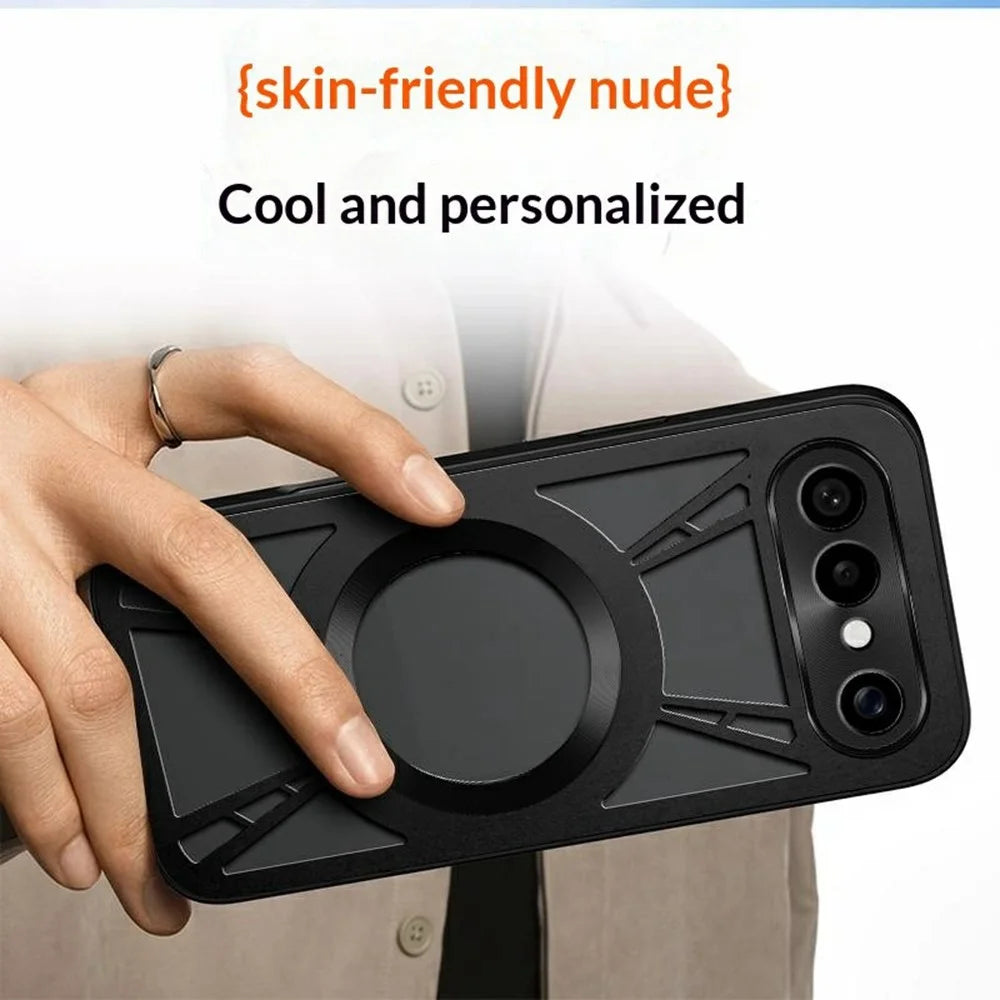 For vivo S50 Pro mini 5G Magnetic Case Hollow Heat Dissipation Silicone + PC + Metal Bumper Phone Cover - Black - 4