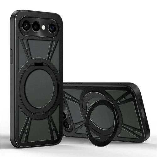 For vivo S50 Pro mini 5G Case Magnetic Kickstand Hollow Heat Dissipation Silicone + PC + Metal Bumper Phone Cover - Black - 1