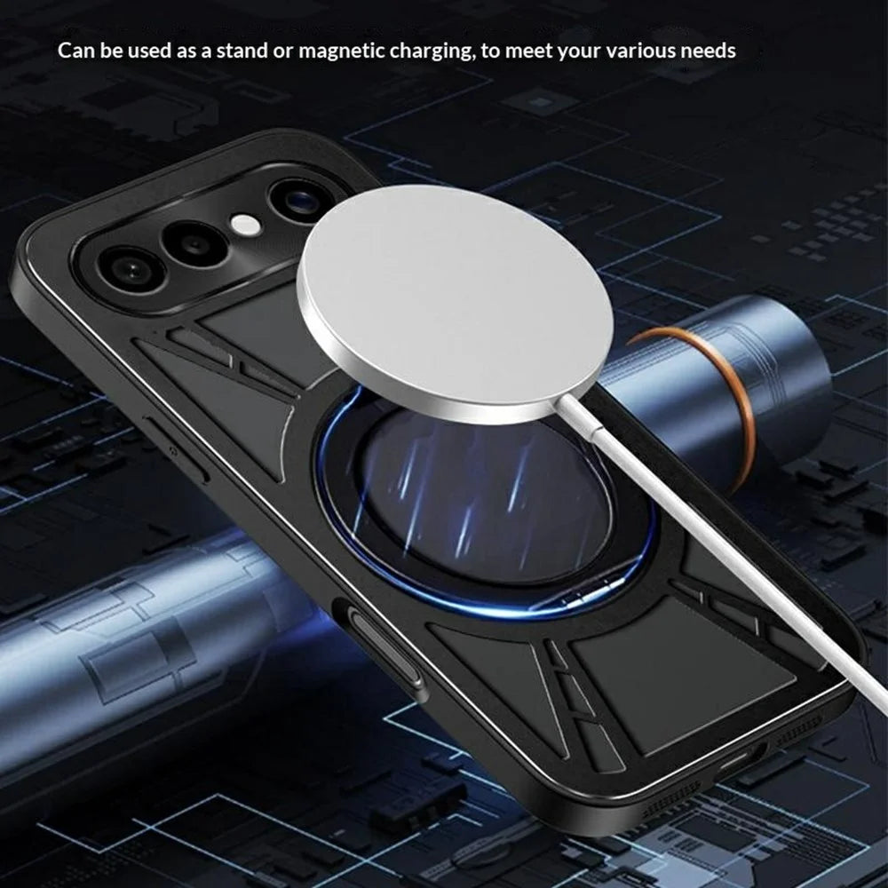 For vivo S50 Pro mini 5G Case Magnetic Kickstand Hollow Heat Dissipation Silicone + PC + Metal Bumper Phone Cover - Black - 5