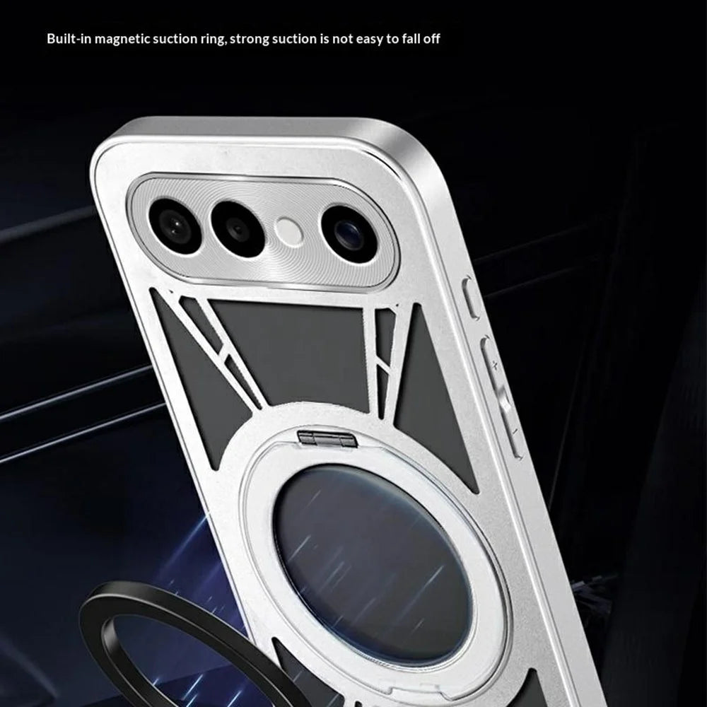 For vivo S50 Pro mini 5G Case Magnetic Kickstand Hollow Heat Dissipation Silicone + PC + Metal Bumper Phone Cover - Black - 7