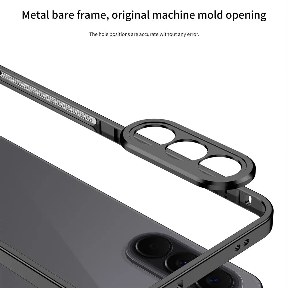 For Samsung Galaxy A57 5G Bumper Cases Metal Frame Heat Dissipation Cover with Lens Protector - Black - 4