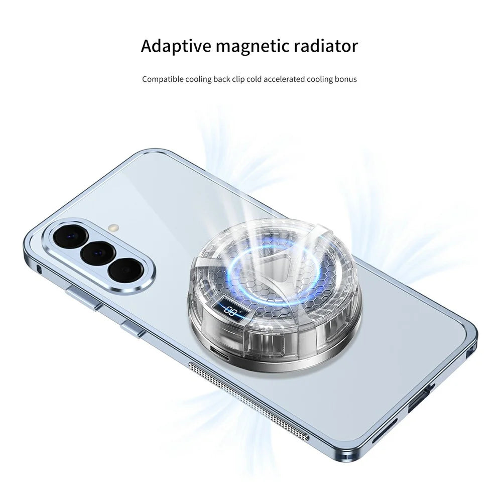 For Samsung Galaxy A57 5G Bumper Cases Metal Frame Heat Dissipation Cover with Lens Protector - Black - 6