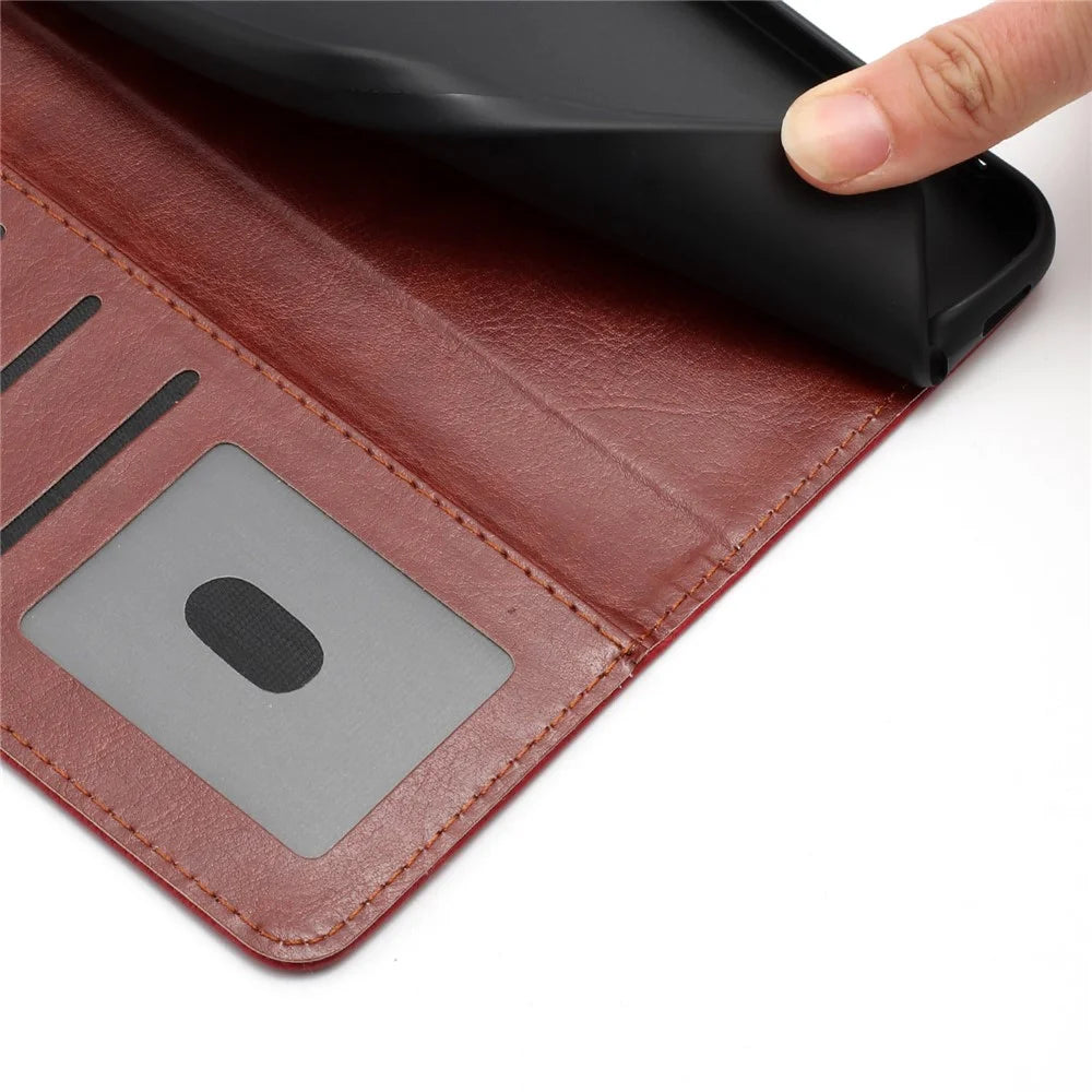 For Samsung Galaxy A27 5G Wallet Case Litchi Texture Leather Flip Cover with Card Slots and Hand Strap - Red - 7
