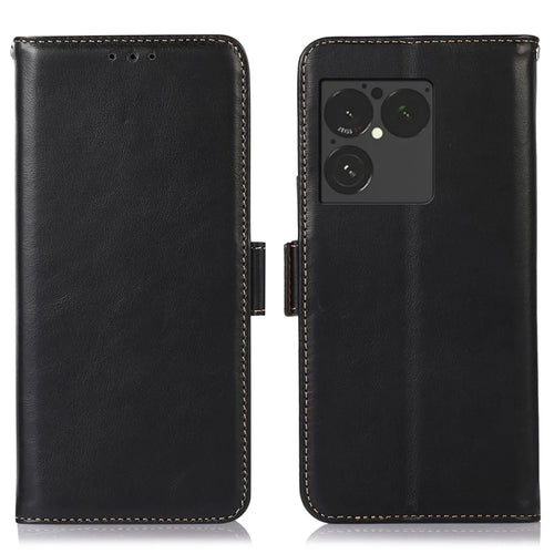 For Sony Xperia 1 VIII Case RFID Blocking Genuine Cow Leather Wallet Phone Cover - Black - 1