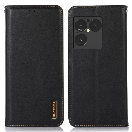 KHAZNEH For Sony Xperia 1 VIII Case Wallet Genuine Cow Leather Phone Cover Nappa Texture - Black - 1