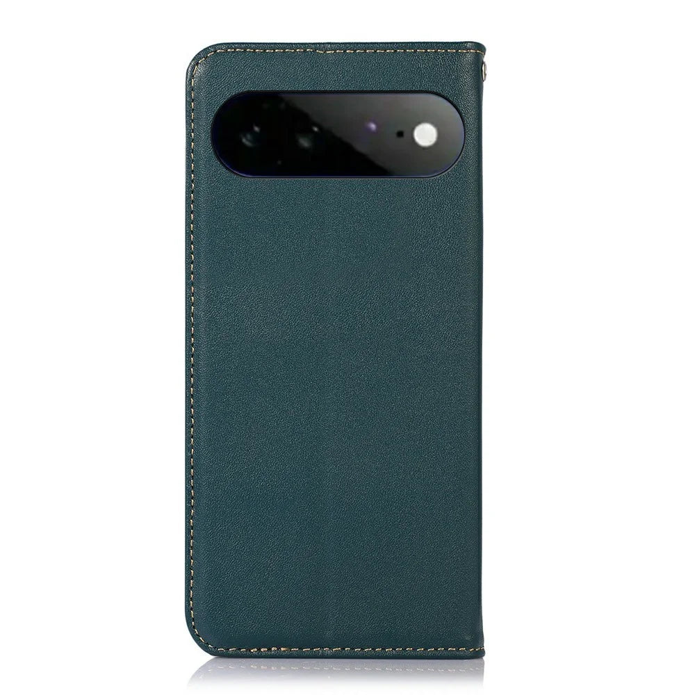 KHAZNEH For Google Pixel 11 Pro XL Case Wallet Genuine Cow Leather Phone Cover Nappa Texture - Green - 7