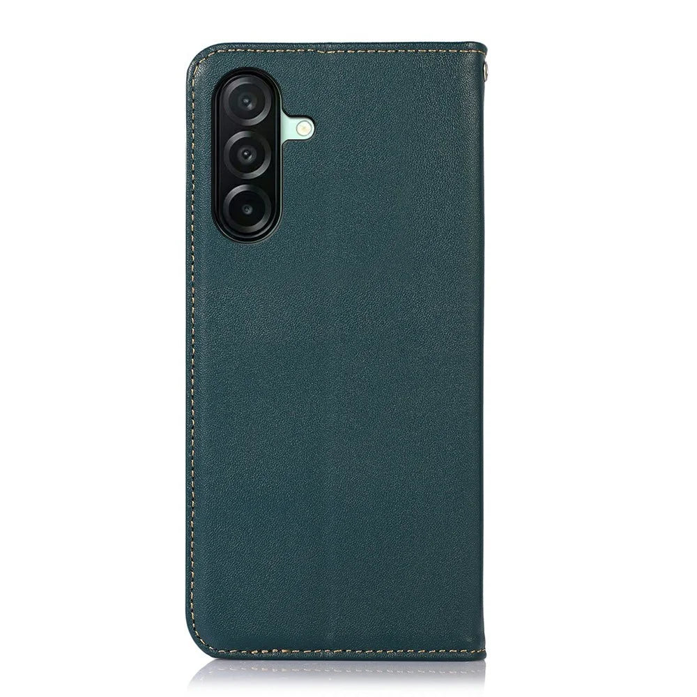 KHAZNEH For Samsung Galaxy A27 5G Case Wallet Genuine Cow Leather Phone Cover Nappa Texture - Green - 7