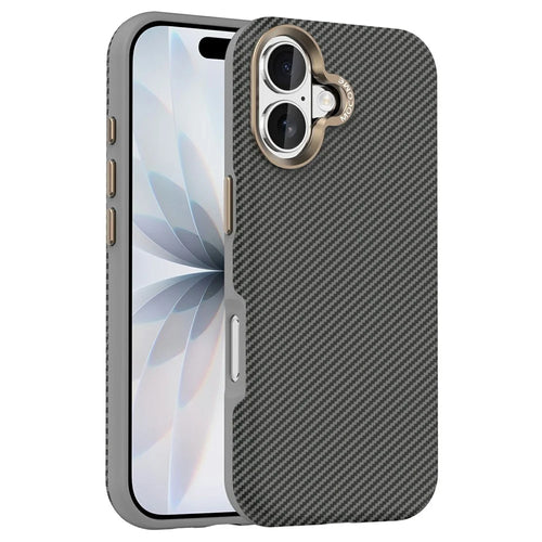 For iPhone 17 Case Compatible with MagSafe Carbon Fiber Texture Shockproof Leather TPU PC Protective Cover - Grey - 1