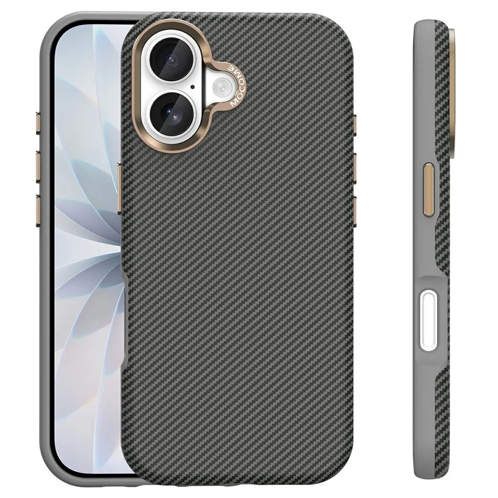 For iPhone 17 Case Compatible with MagSafe Carbon Fiber Texture Shockproof Leather TPU PC Protective Cover - Grey - 2