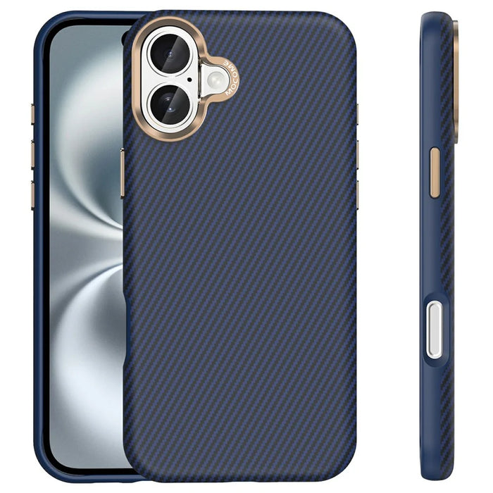 For iPhone 16 Plus Case Compatible with MagSafe Carbon Fiber Texture Shockproof Leather TPU PC Protective Cover - Sapphire - 2