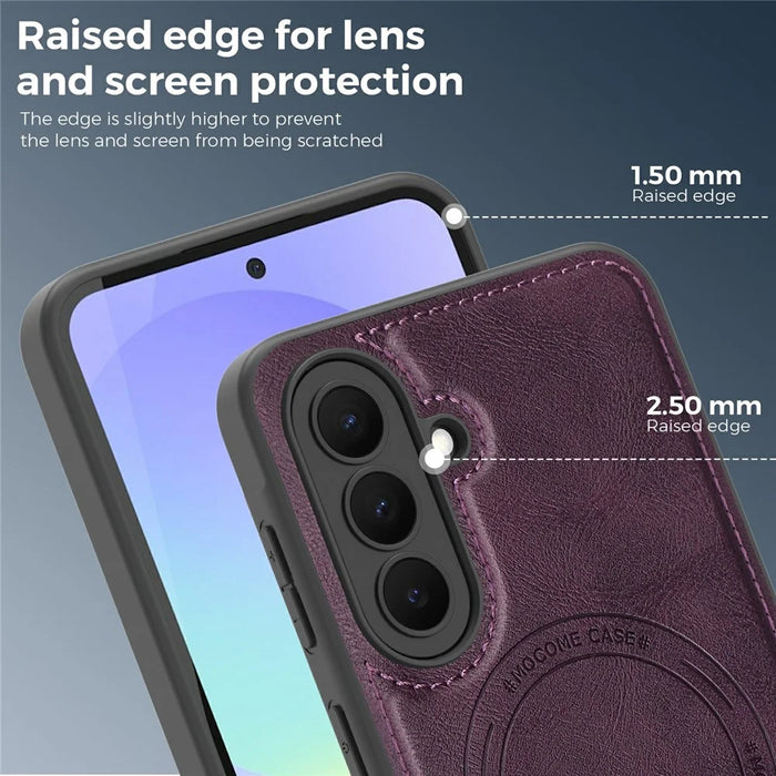 For Samsung Galaxy A37 5G Magnetic Case Leather Back Phone Cover - Dark Purple - 7