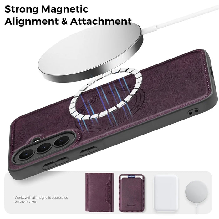 For Samsung Galaxy A57 5G Magnetic Case Leather Back Phone Cover - Dark Purple - 5