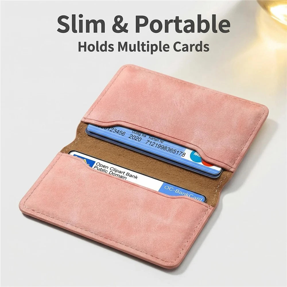 DENIOR V08+1 Vintage Magnetic Phone Card Wallet PU Leather Stand Holder - Pink - 7