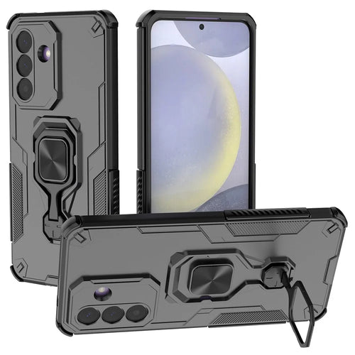 For Samsung Galaxy A57 5G Case Rotatable Ring Kickstand PC + TPU Shockproof Phone Cover - Black - 1
