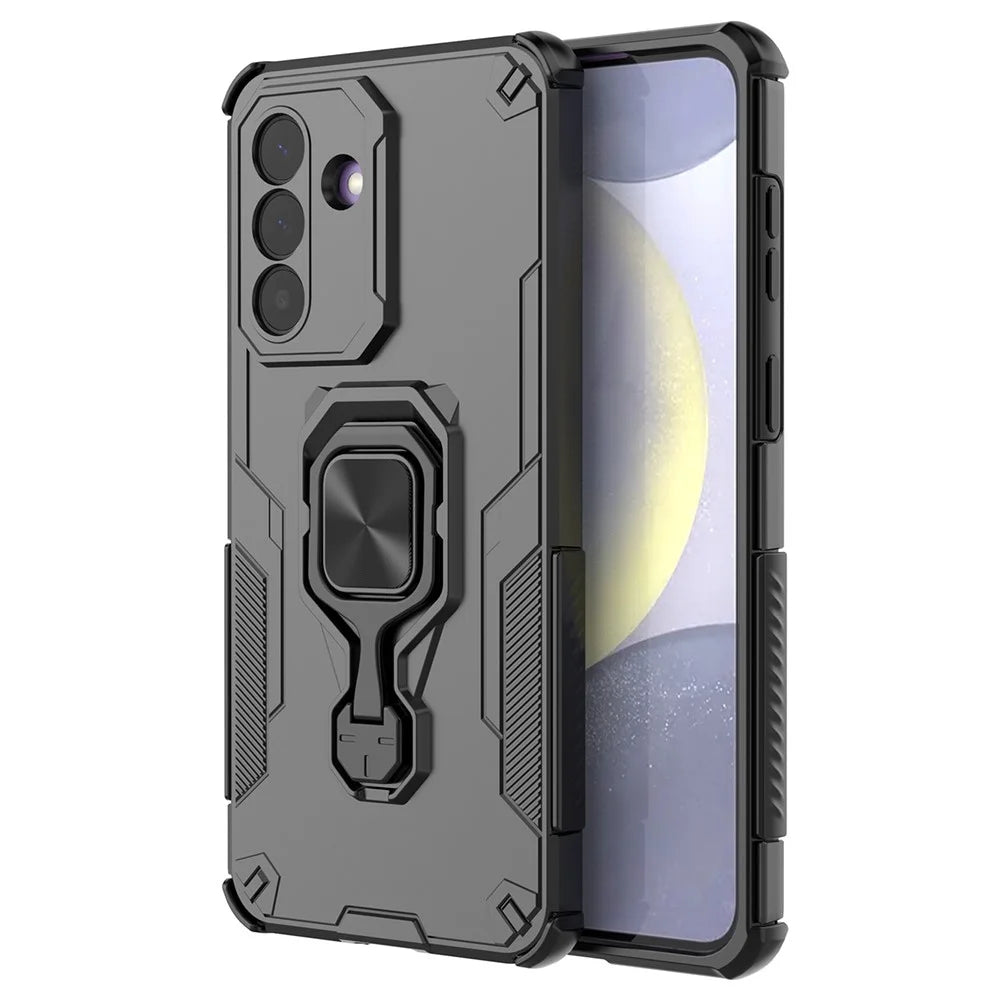For Samsung Galaxy A57 5G Case Rotatable Ring Kickstand PC + TPU Shockproof Phone Cover - Black - 2