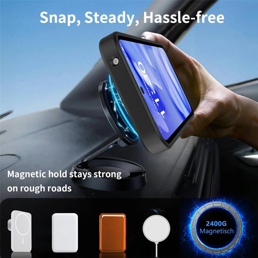 For Google Pixel 10a Magnetic Case Kickstand Slim TPU PC Cover with Tempered Glass Screen Protector - Black - 6