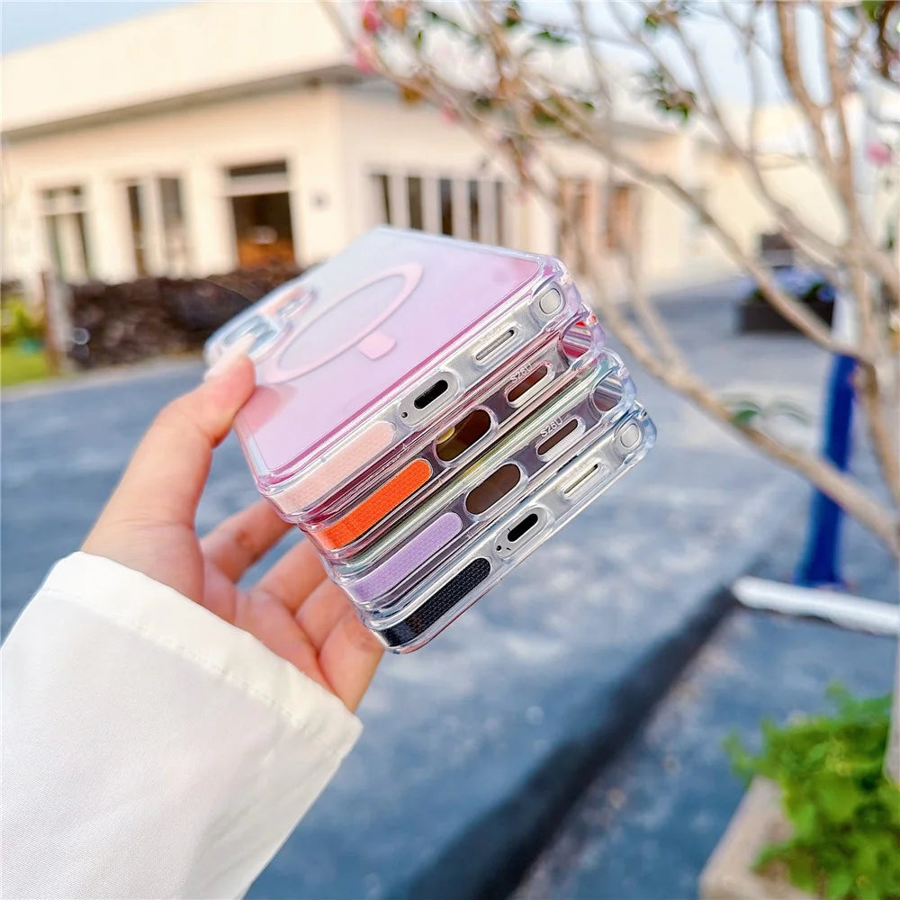 For Samsung Galaxy S26 Ultra Gradient Magnetic Case with Tempered Glass Screen Protector Shockproof TPU PC Clear Cover - Pink - 5