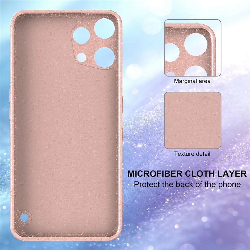 For Nothing Phone (3a) Lite 5G Magnetic Case Glitter TPU Shockproof Phone Cover with Lanyard - Pink - 3