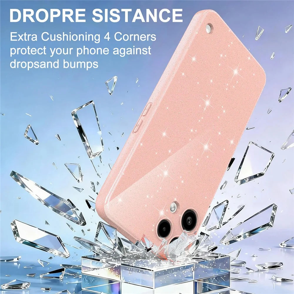 For Nothing Phone (3a) Lite 5G Magnetic Case Glitter TPU Shockproof Phone Cover with Lanyard - Pink - 6
