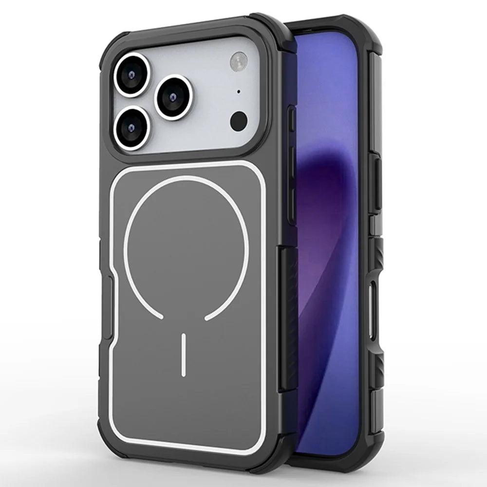 For iPhone 18 Pro / 17 Pro Magnetic Case Removable Backplate Shockproof PC TPU Cover - Black - 1