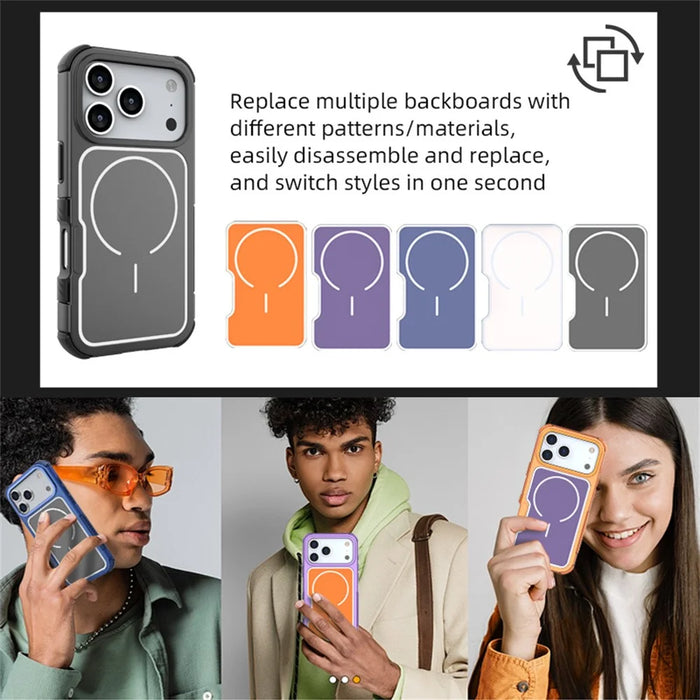 For iPhone 18 Pro Max / 17 Pro Max Magnetic Case Removable Backplate Shockproof PC TPU Cover - Black - 3