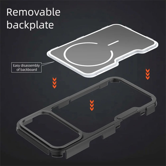 For iPhone 18 Pro Max / 17 Pro Max Magnetic Case Removable Backplate Shockproof PC TPU Cover - Black - 5